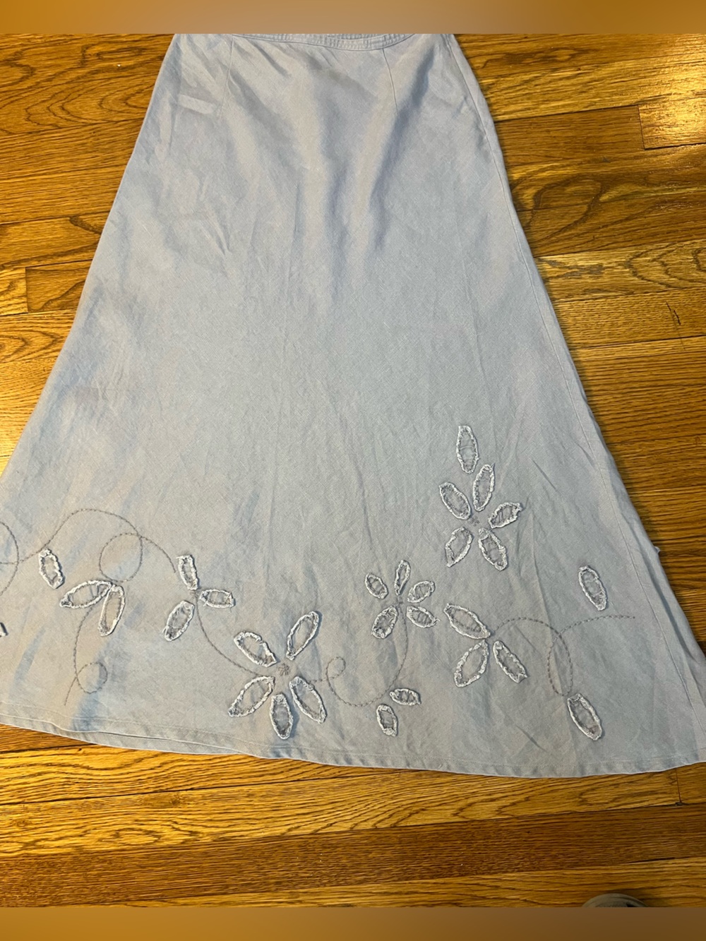 J. Jill Sky Blue Linen-Blend Embroidered Maxi Skirt - Picture 6 of 16